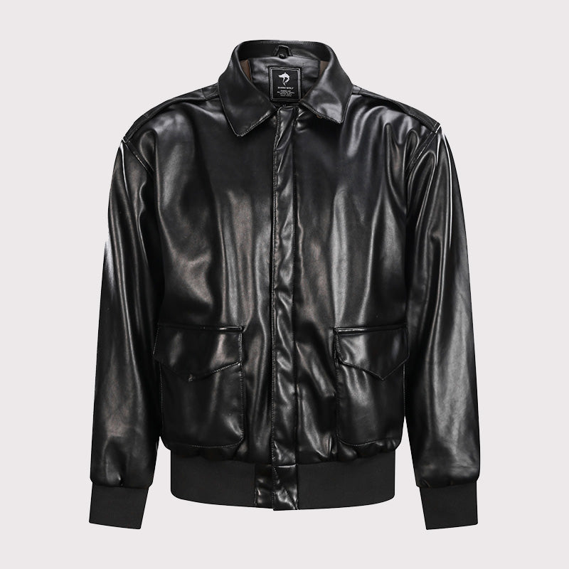 Men’s A2 Leather Aviator Jacket – Winter Flight Bomber Style