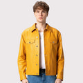 Men’s Yellow Leather Trucker Jacke
