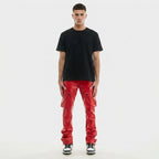 Men’s Red Leather Cargo Pants