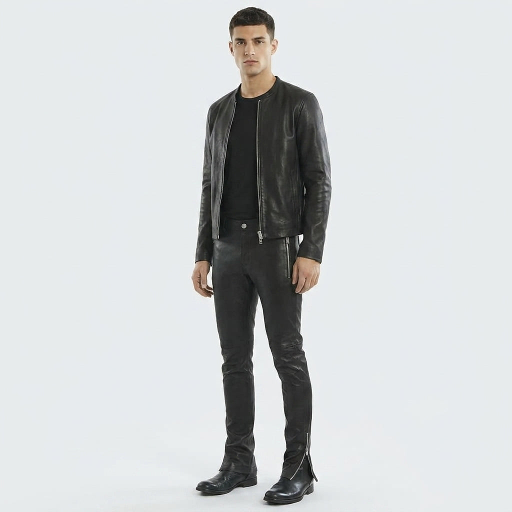 Men’s Leather Biker Riding Pants
