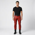 Men’s Red Biker Leather Pants