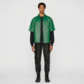 Men’s Green Half Sleeve Leather Shirt