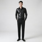Men’s Black Sheepskin Leather Shirt Jacket