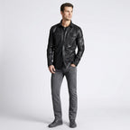 Men’s Stylish Black Sheepskin Leather Shirt