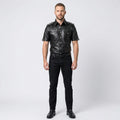 Men’s Stylish Napa Leather T-Shirt with Buckles