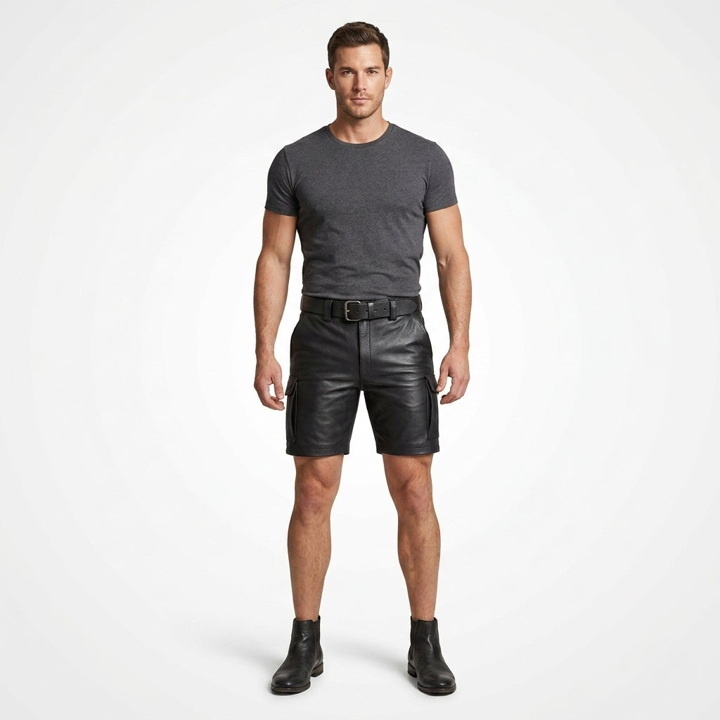 Men’s Leather Cargo Shorts