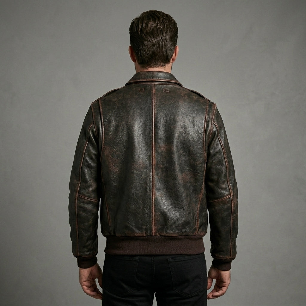 Men’s Brown A2 Aviator Leather Bomber Jacket
