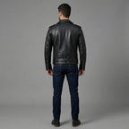 Men’s Asymmetrical Cafe Racer Cowhide Leather Jacket