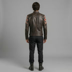 Men’s Distressed Brown Leather Jacket – Vintage Genuine Leather Biker Coat