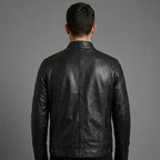 Men’s Vintage Black Cafe Racer Leather Jacket – Classic Biker Style