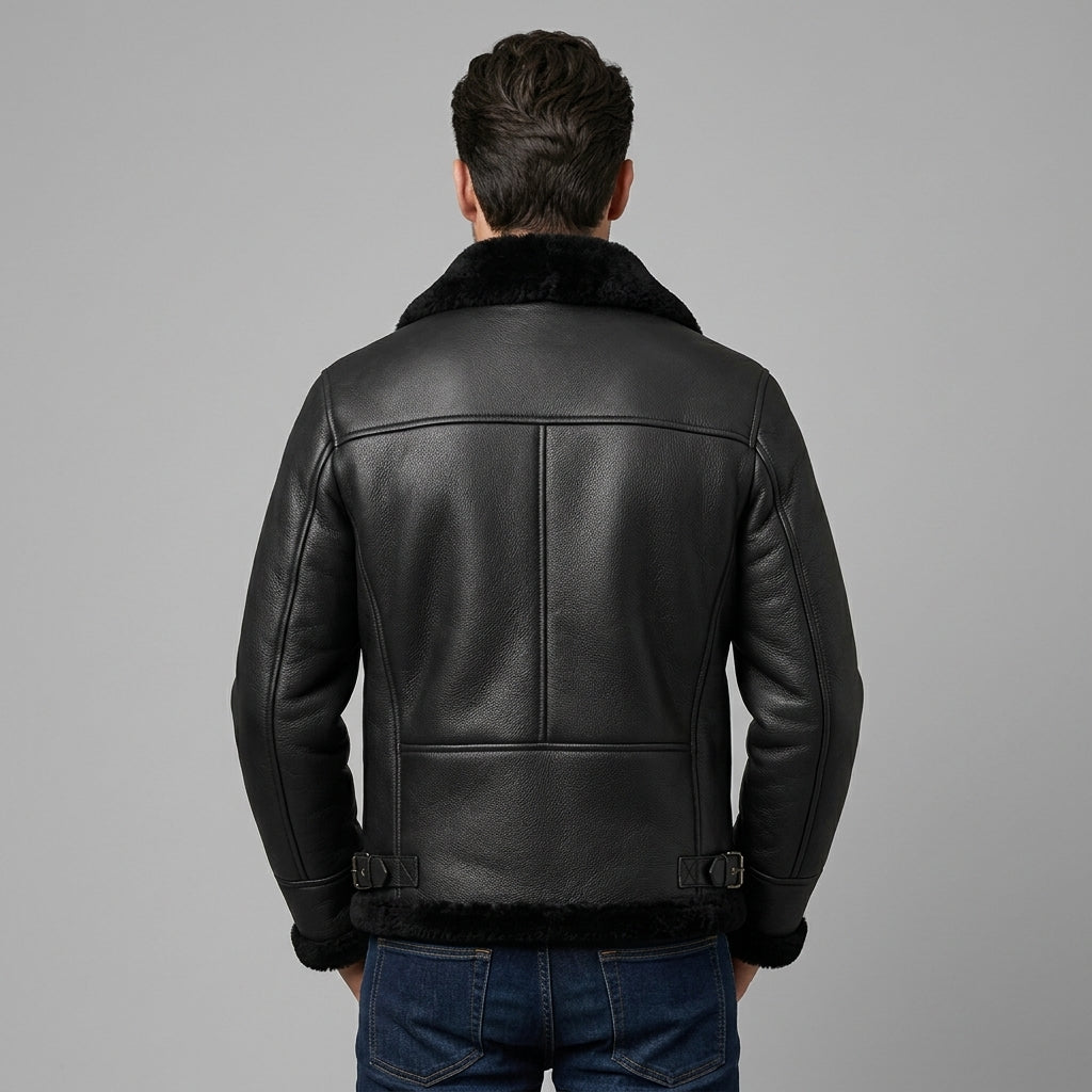 Men’s Black B3 Aviator Shearling Leather Jacket