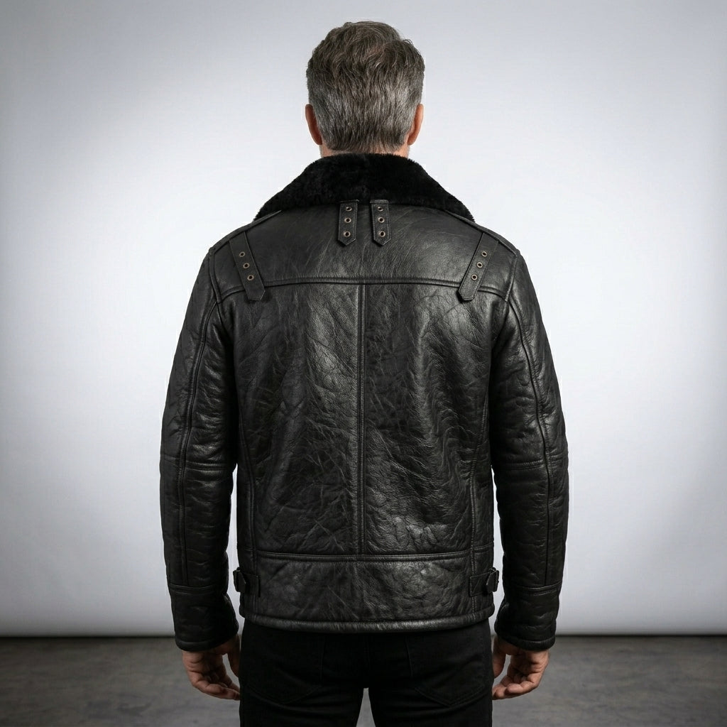 Men’s Aviator Bomber Leather Jacket – Classic Pilot Flight Style