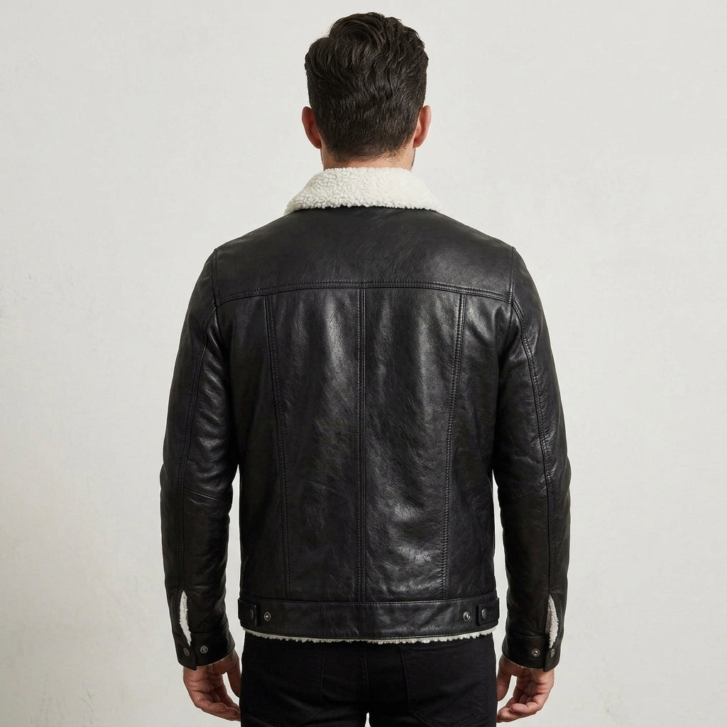 Men’s B3 Aviator Shearling Leather Trucker Jacket – Vintage Flight Style