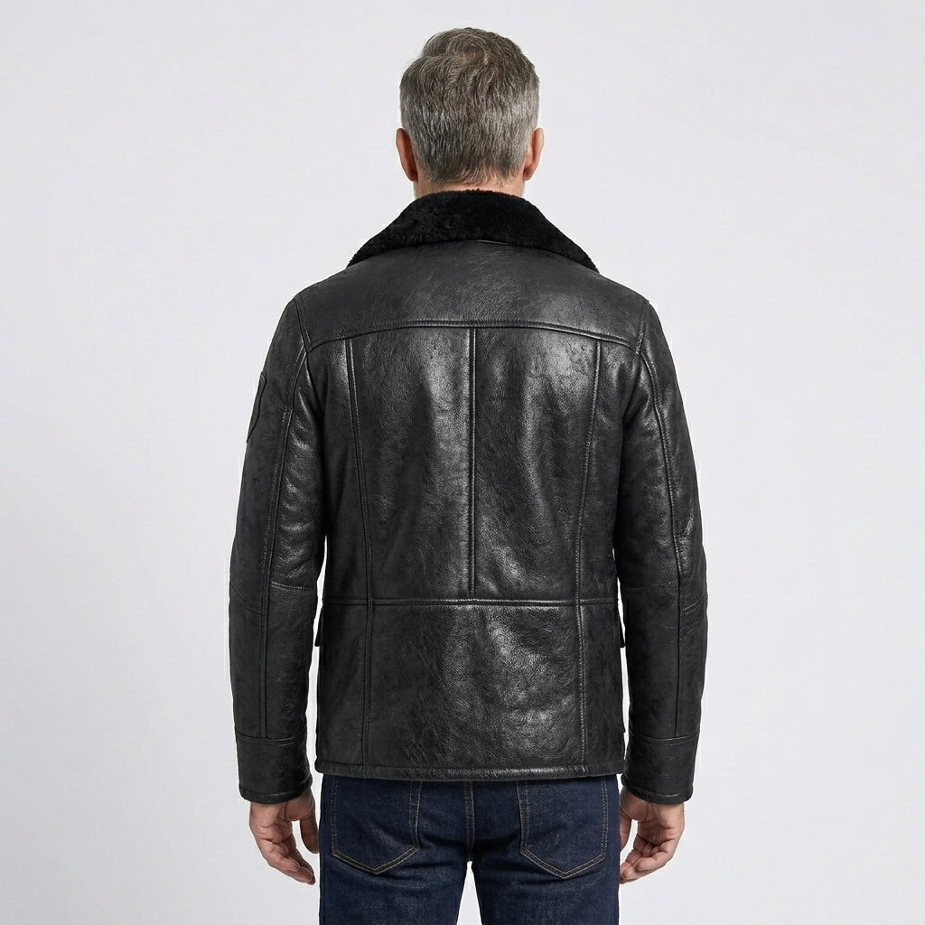 Black B-3 Shearling Bomber Jacket – Men’s Sheepskin Coat