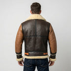 Men’s Brown B-3 Aviator Sheepskin Shearling Bomber Jacket