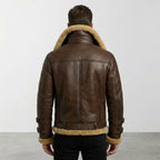 Men’s Brown B-3 Aviator Sheepskin Shearling Bomber Jacket