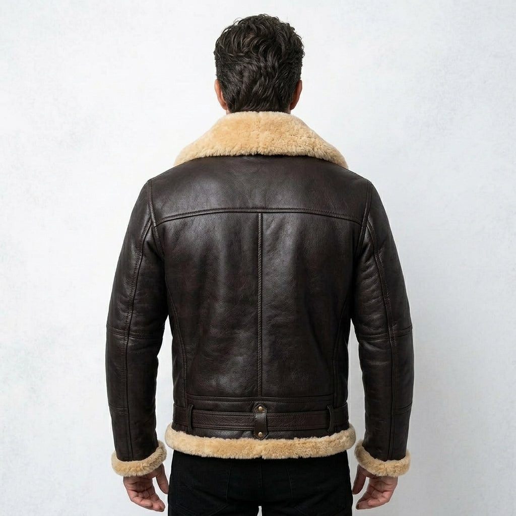 Pinnacle B-3 Shearling Bomber Leather Jacket