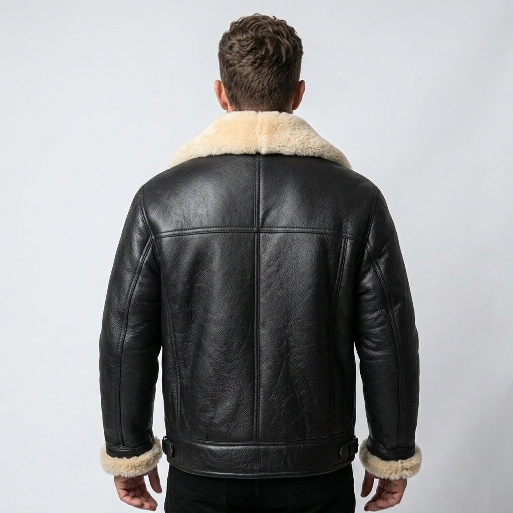 Men’s Short Shearling B-3 Flight Motorcycle Jacket