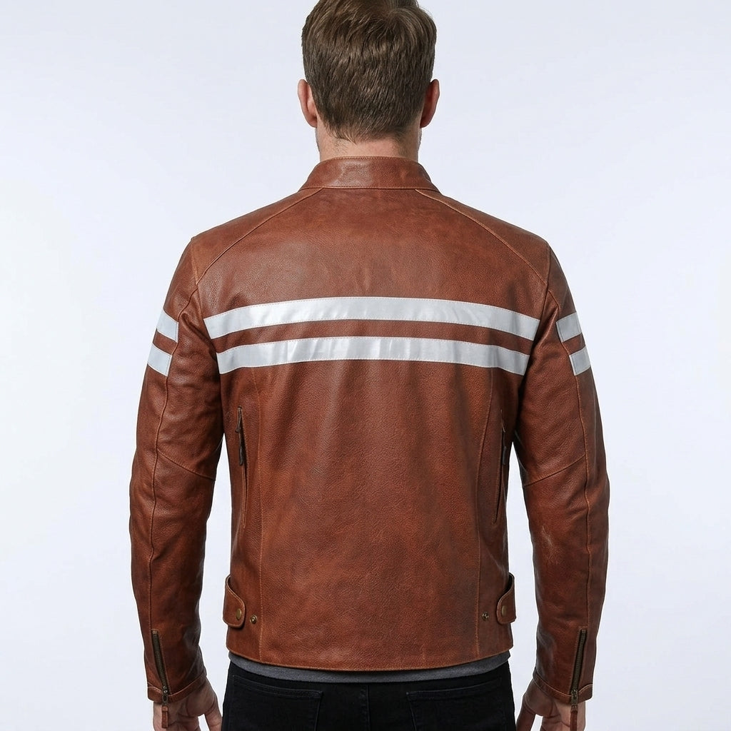Men’s Red Leather Biker Motorcycle Jacket