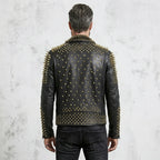 Men’s Black Studded Biker Leather Jacket