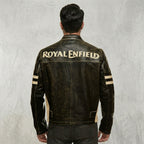 Royal Enfield Black Cafe Racer Motorcycle Jacket