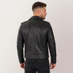 Men’s Black Genuine Leather Biker Jacket