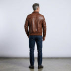 Men’s Vintage Brown Leather Bomber Jacket