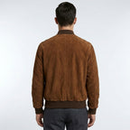 Men’s Stylish Brown Suede Leather Bomber Jacket