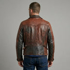 Men’s 1920s Vintage D-Pocket Distressed Leather Jacket