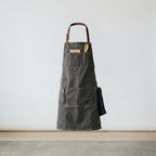 Leiyan Canvas Bib Apron with Brown Leather Straps & Tool Pockets
