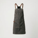 Waxed Canvas Apron with Leather Cross-Back Straps & Utility Pockets