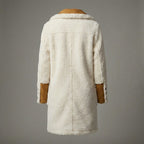 Women’s Double-Breasted White Shearling Coat