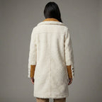 Women’s Double-Breasted White Shearling Coat