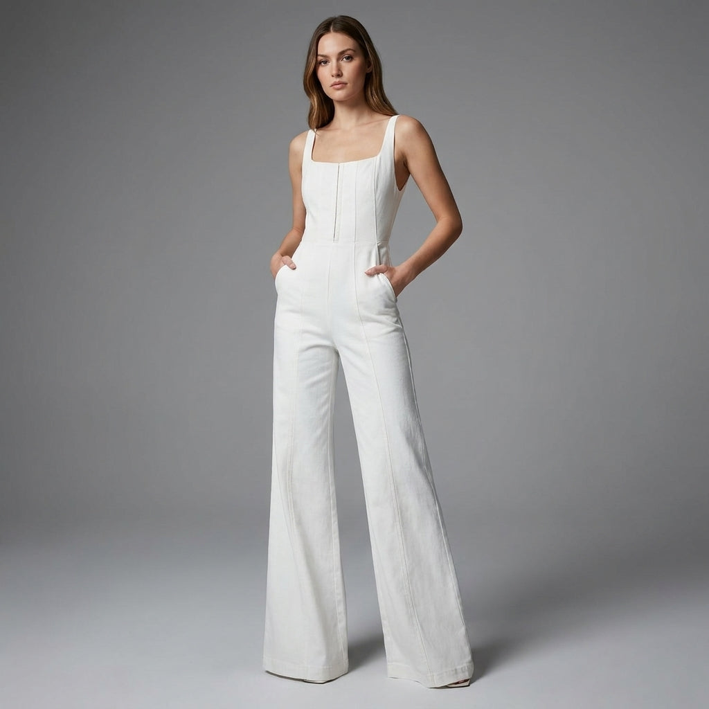 White Sleeveless Jumpsuit