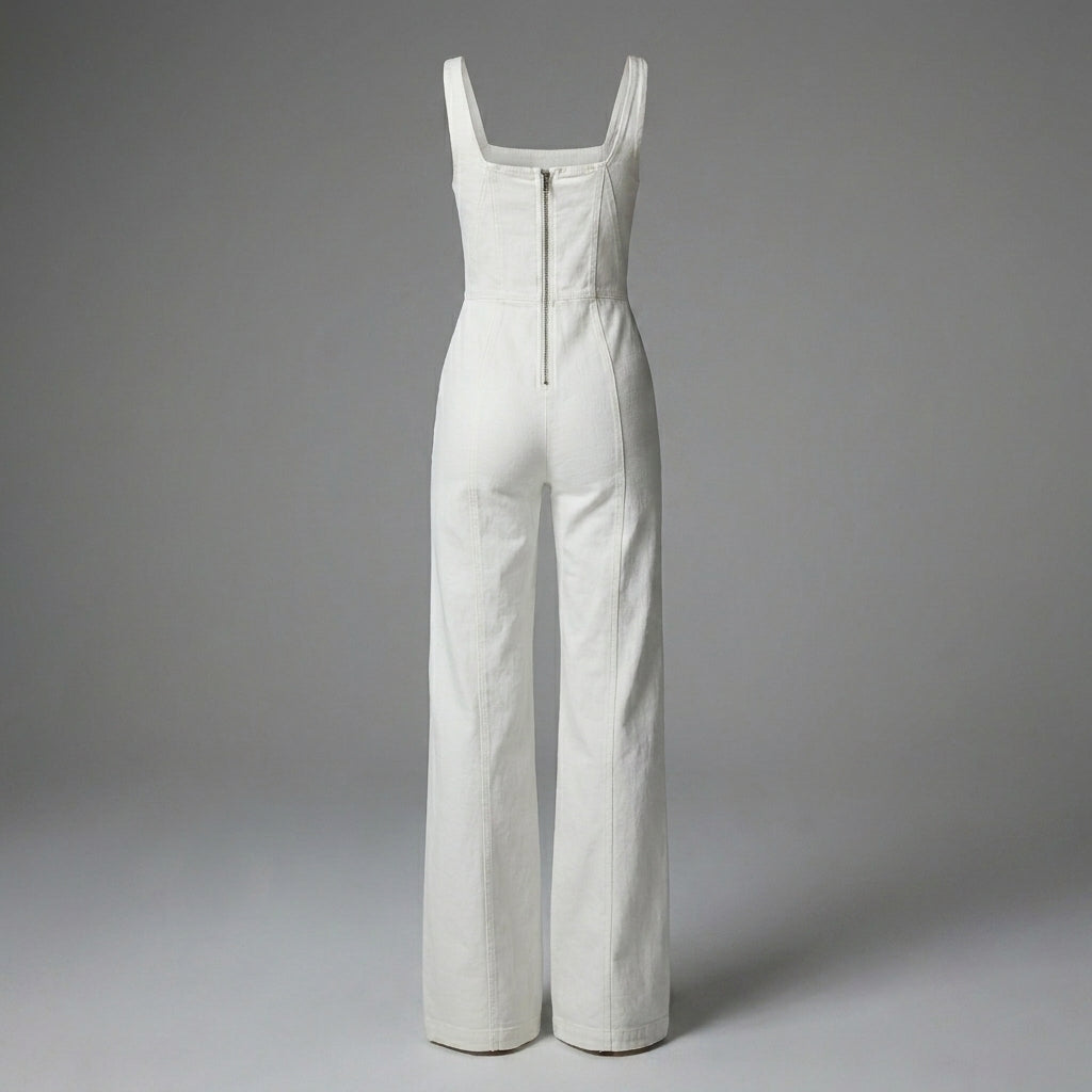 White Sleeveless Jumpsuit