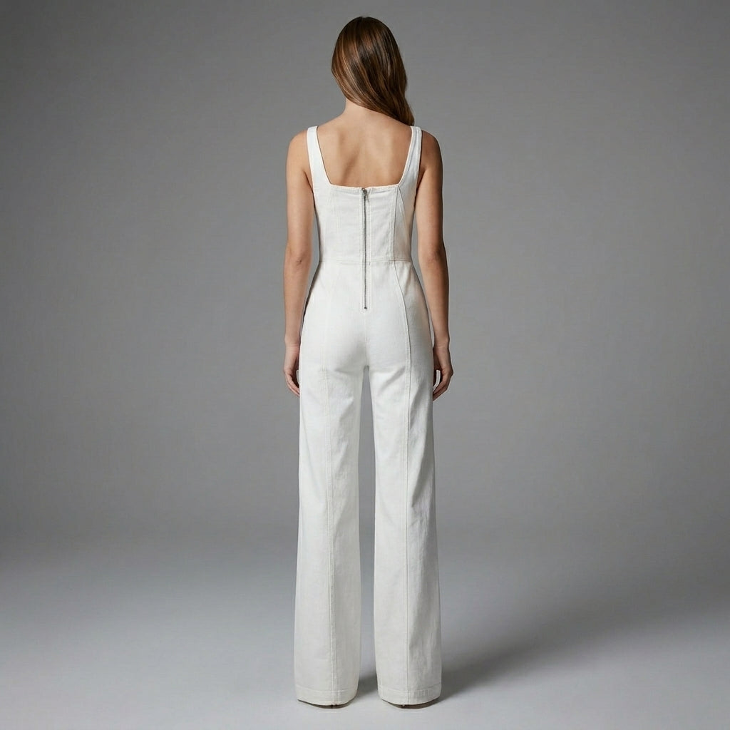White Sleeveless Jumpsuit