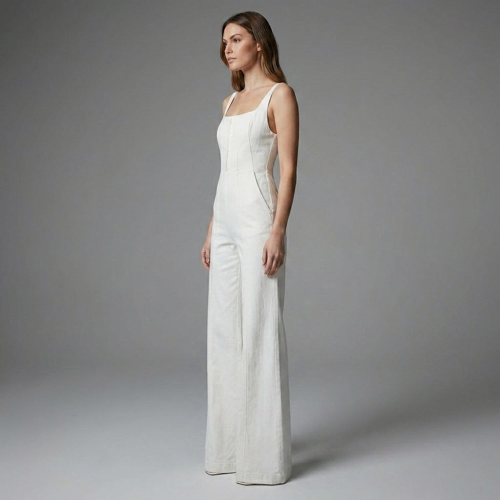White Sleeveless Jumpsuit