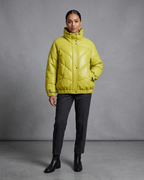 Ava Lemon Yellow Quilted Leather Puffer jacket