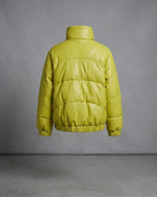 Ava Lemon Yellow Quilted Leather Puffer jacket