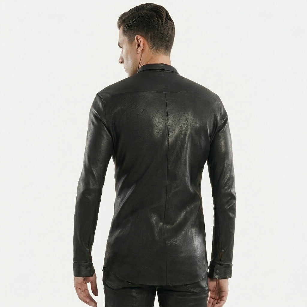 Men’s Black Leather Shirt