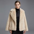 Beige Faux Fur Coat for Women