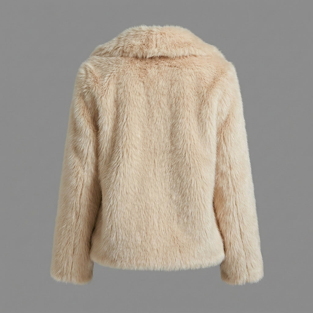 Beige Faux Fur Coat for Women