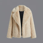 Beige Faux Fur Coat for Women