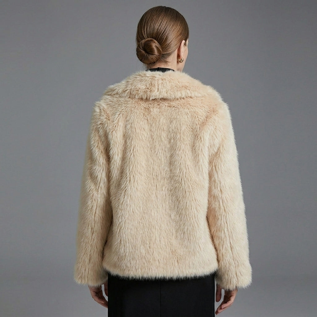 Beige Faux Fur Coat for Women