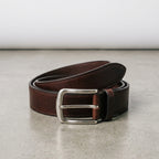 Kempt Brown Textured Leather Belt with Silver Buckle