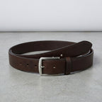 Dark Brown Textured Leather Belt with Silver Buckle