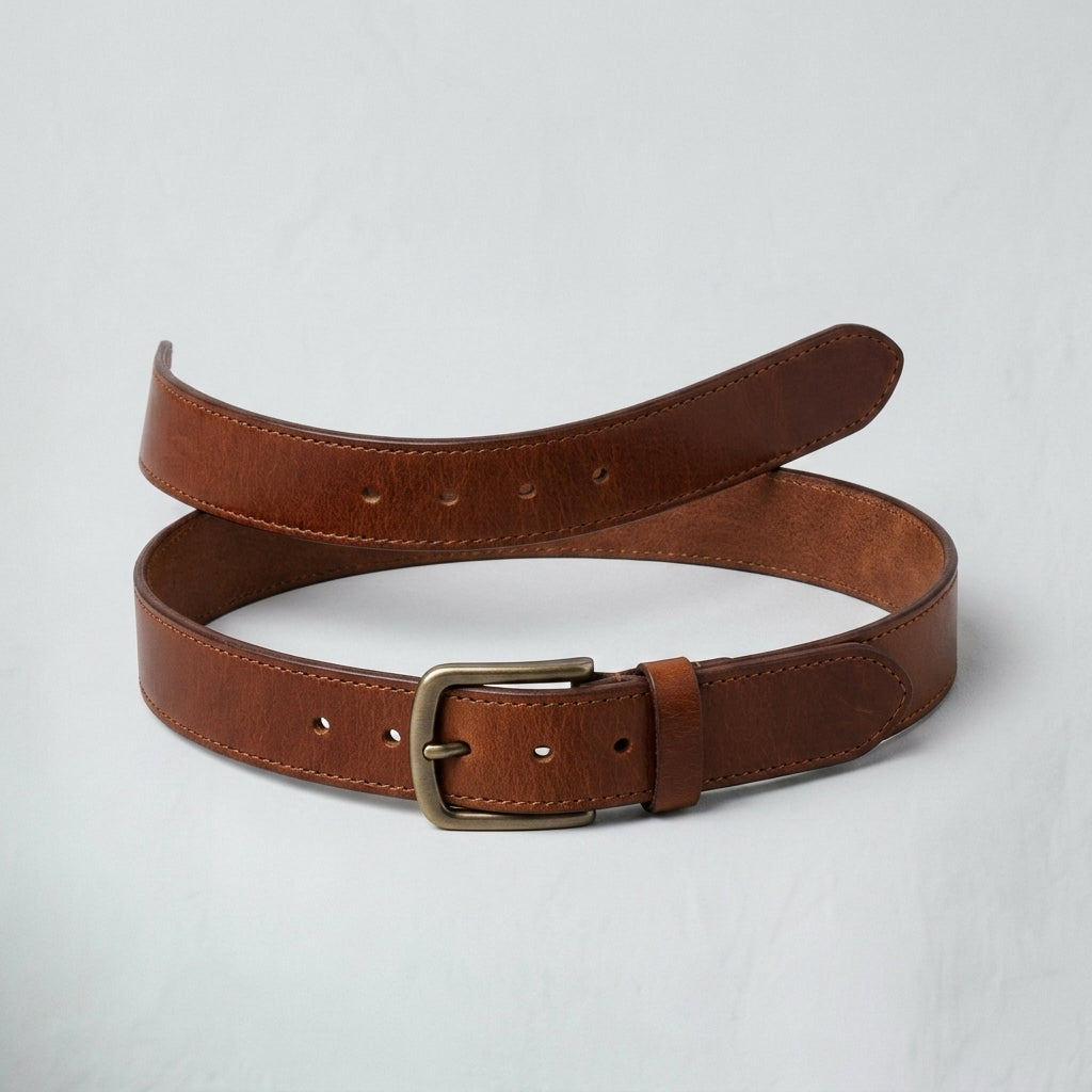 Outfitters Brown Faux Leather Belt with Antique Buckle