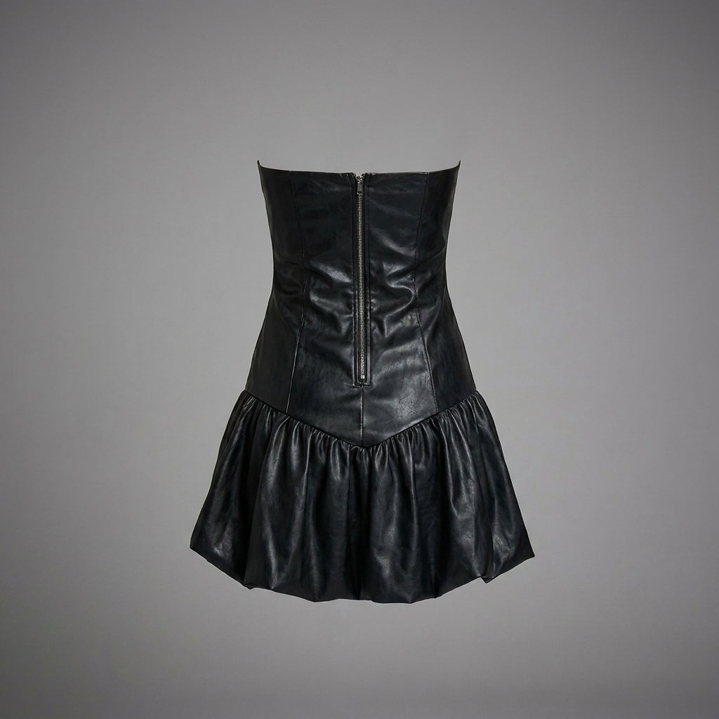 Black Faux Leather Mini Dress