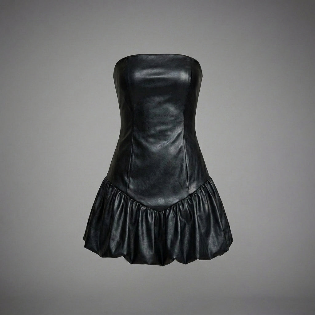 Black Faux Leather Mini Dress