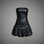 Black Faux Leather Mini Dress